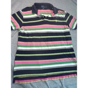Polo Ralph Lauren Striped Shirt Men's Large Navy Blue Multi-Color Classic Fit